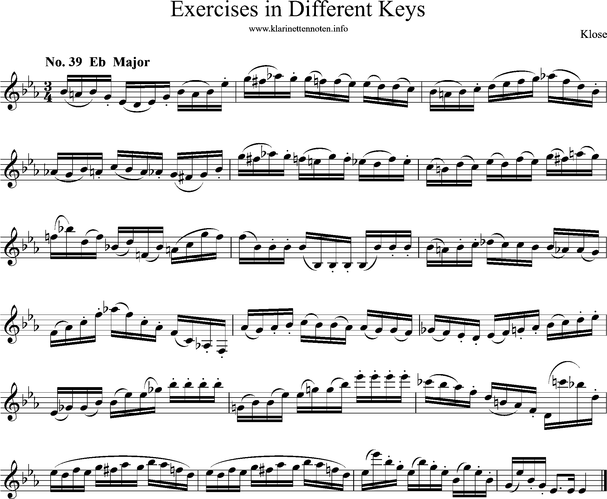 Exercises in Differewnt Keys, klose, No-39, Eb-Major